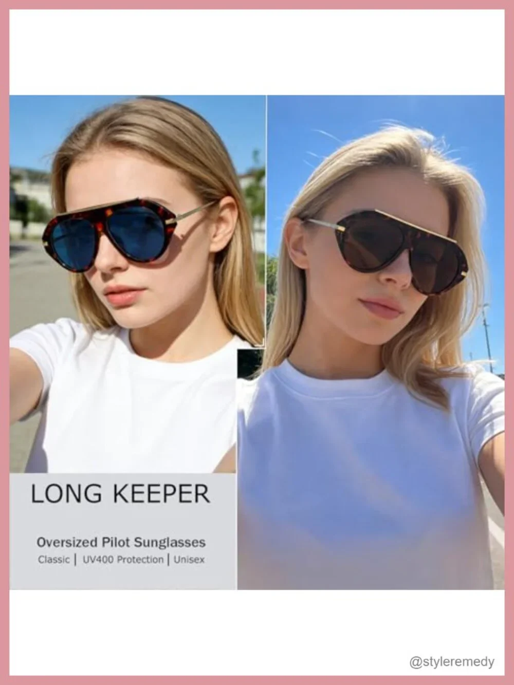 Oversized Pilot Sunglasses Retro 70s Flat Top UV400 Protection